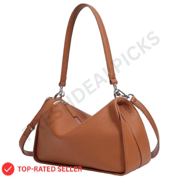 Handbags - Genuine Leather Shoulder Bag Crossbody Hobo Adjustable Strap Elegant Minimal